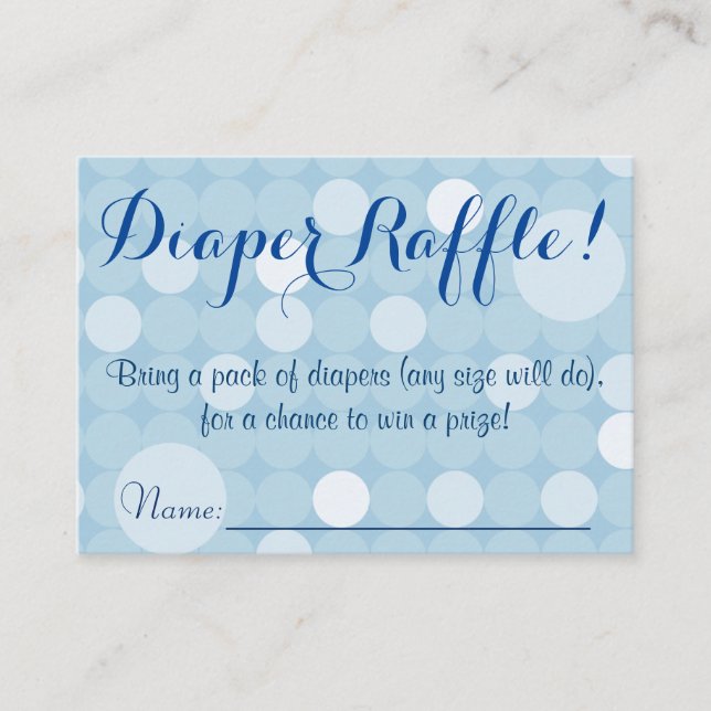 Blått polka - babyskor Diaper Raffle Biljett Tilläggskort (Framsida)
