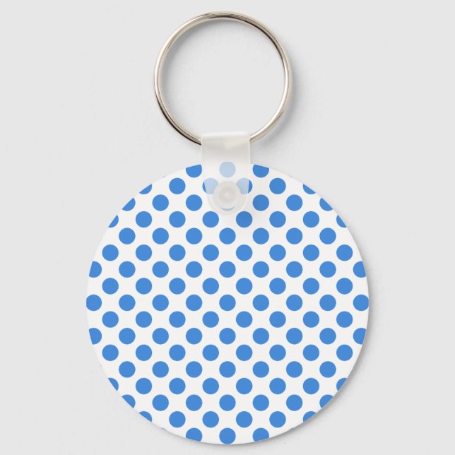 Blått Polka dots med Anpassadets bakgrund Nyckelring (Framsida)