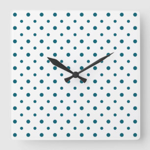 Blått Polka dots på Vita vägglås Fyrkantig Klocka