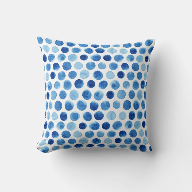 Blått polka dots, vattenfärgen, sömlös mönster. kudde (Framsida)