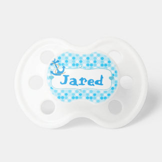 Blått Polka-Pricker, ankrar namn bricka Binky Napp