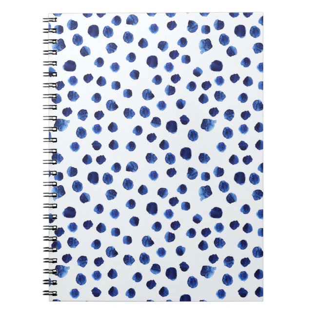 Blått polka: Vattenfärgsstreck sömlös. Anteckningsbok (Framsidan)