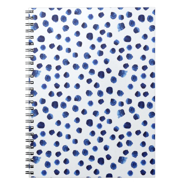 Blått polka: Vattenfärgsstreck sömlös. Anteckningsbok (Framsidan)