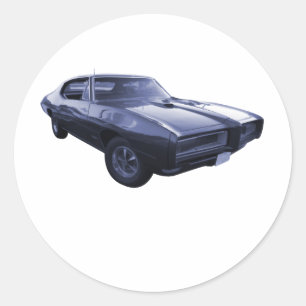Blått Pontiac 1968 GTO Runt Klistermärke