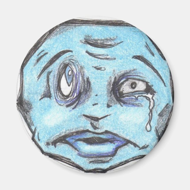 Blått POO-HUVUD Magnet (Framsidan)