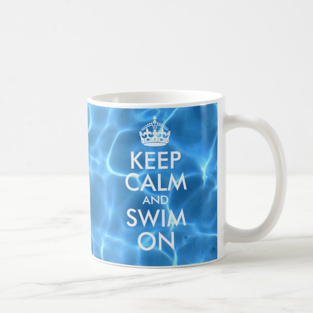 Blått poolvatten Håll dig lugn och simma vidare Kaffemugg (Höger)