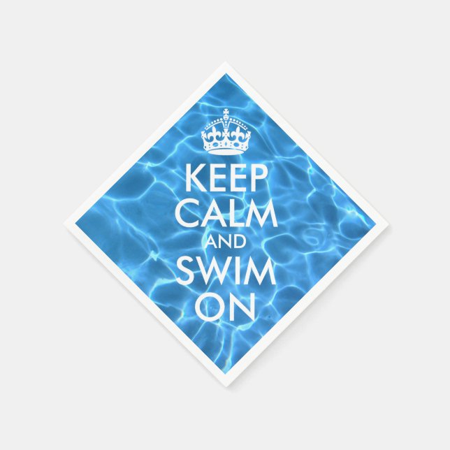 Blått poolvatten Keep Calm and Swim On Pappersservett (Hörn)