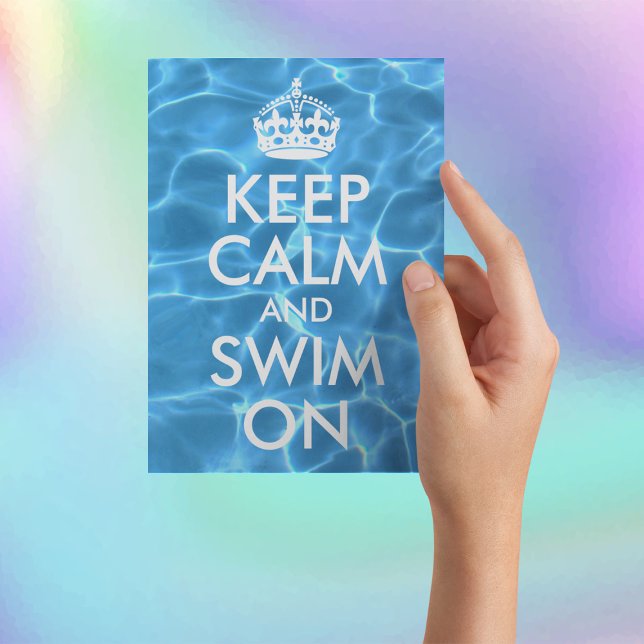 Blått poolvatten Keep Calm and Swim On Vykort (Skapare uppladdad)
