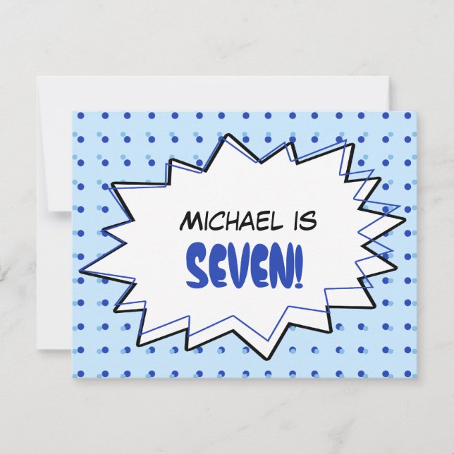 Blått popkonst, Födelsedagsfest inbjudan (Framsida)