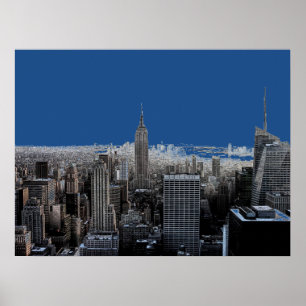 Blått popup-program New York-kvällar Poster Skriv