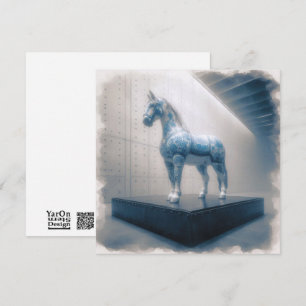 Blått porcelain Horse Greeting Card Anteckningskort