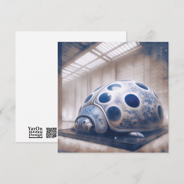 Blått porcelain Laydybug-gratulationskort Anteckningskort (Fram/baksida)