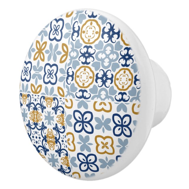 Blått portugisiskt ruteillustration för brunt stål knopp (Höger)