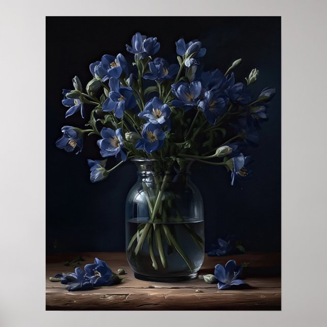 Blått Poster av Freesia Flowers Art Print (Framsidan)