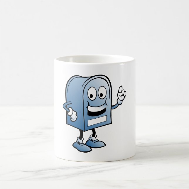 Blått posttecken för Lycklig i postlådan Mascot Kaffemugg (Skapare uppladdad)