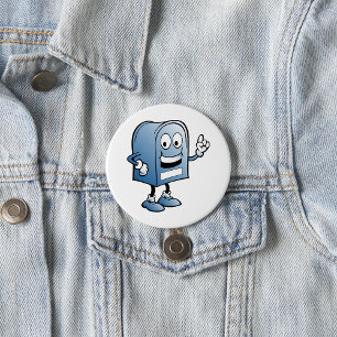 Blått posttecken för Lycklig i postlådan Mascot Knapp