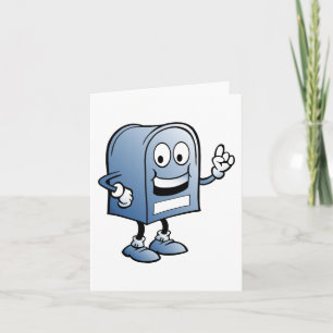 Blått posttecken för Lycklig i postlådan Mascot Kort