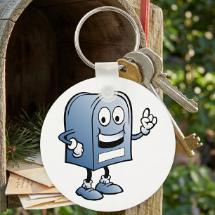 Blått posttecken för Lycklig i postlådan Mascot Nyckelring