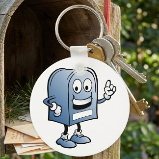 Blått posttecken för Lycklig i postlådan Mascot Nyckelring
