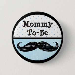 Blått pricker, & mustaschmammor som är baby knapp