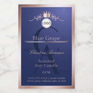 Blått Produktetikett Rose Gold Ram Logotyp Monogra Mat Etikett