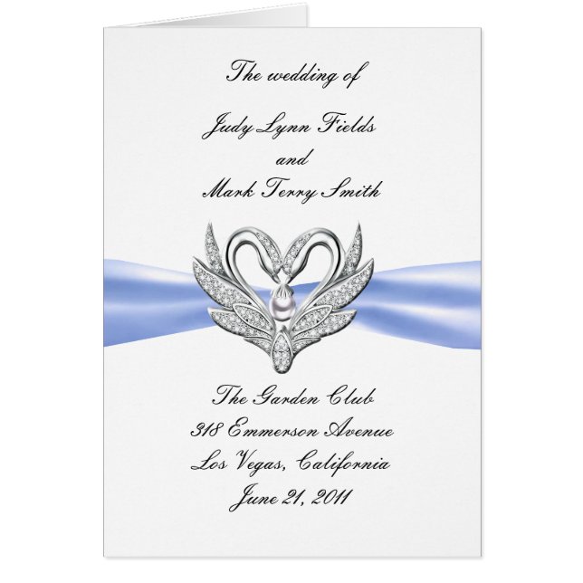 Blått programkort för Silver Svanar Hälsningskort (Framsidan)