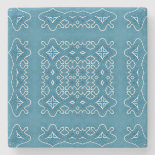 Blått prydnadsplatta Mönster - Intricate Geometric Stenunderlägg