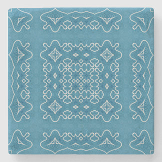 Blått prydnadsplatta Mönster - Intricate Geometric Stenunderlägg