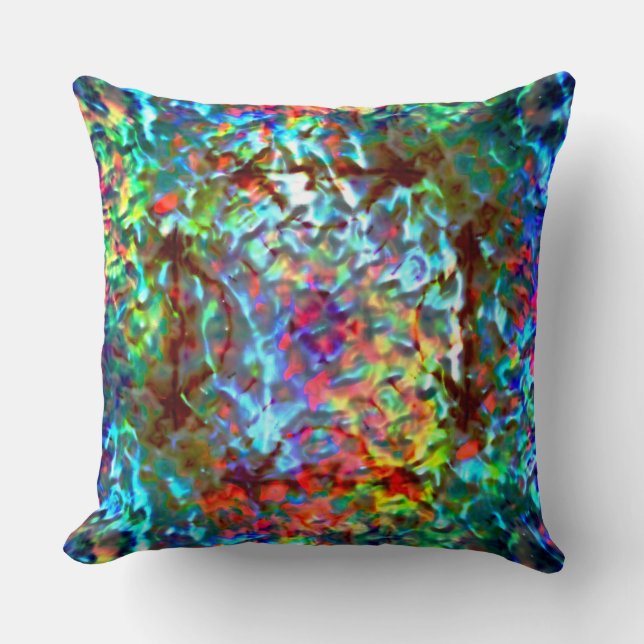 Blått psykodeliskt eller cybernetiskt hav sten kudde (Framsida)