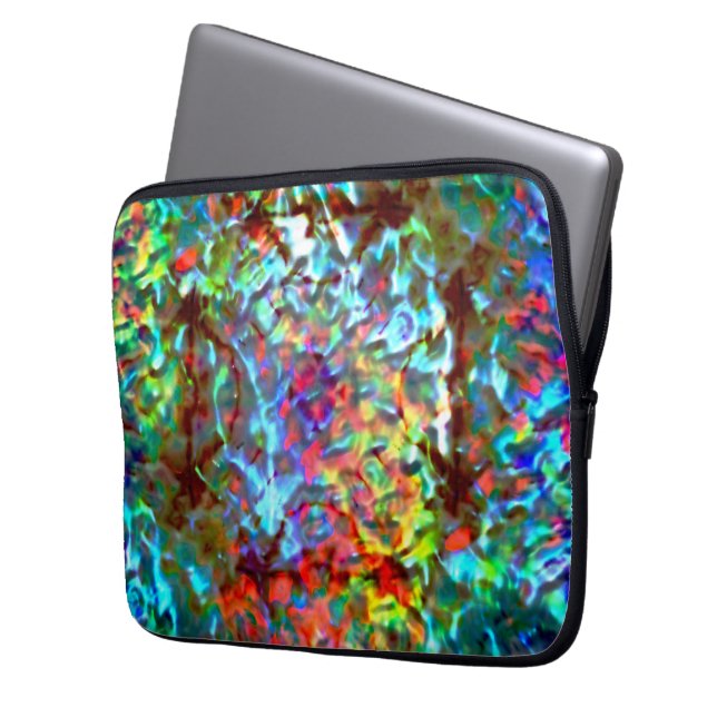 Blått psykodeliskt eller cybernetiskt hav sten laptop fodral (Framsidan Vänster)