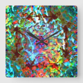 Blått psykodeliskt eller cybernetiskt havsområde s fyrkantig klocka