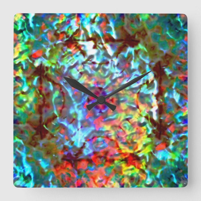 Blått psykodeliskt eller cybernetiskt havsområde s fyrkantig klocka (Framsida)