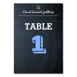 Blått Pub Mitzvah Bord-kort Bordsnummer