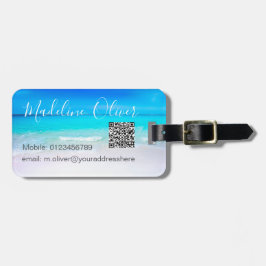 Blått QR-kod för havsområdet Bagagebricka