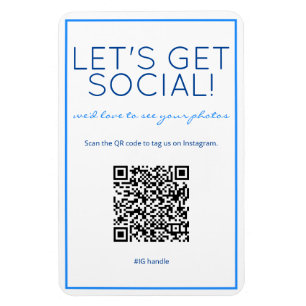 Blått QR-kod Social Media Magnet för nautisk plats