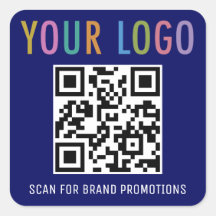 Blått QR-kodmärke - Logotyp - etiketter - ruta