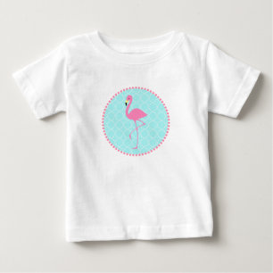 Blått Quatrefoil + Rosa FlamingoTutuBodysuit T-shirt