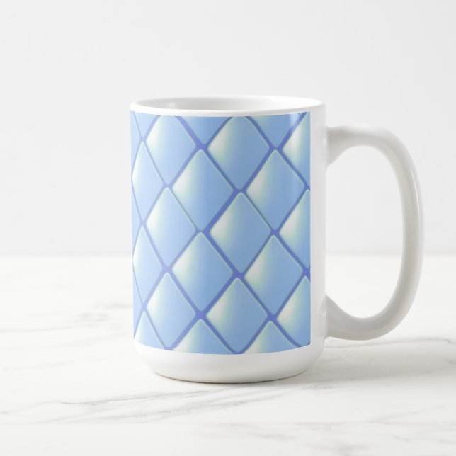 Blått Quiltat Diamantmönster Kaffemugg (Höger)