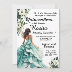 Blått Quinceanera-inbjudan till marint skum Inbjudningar