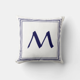 Blått Ram-monogram Brev-minimalistisk kudde