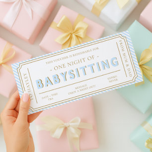 Blått Rand-babysittande visitkort Inbjudningar