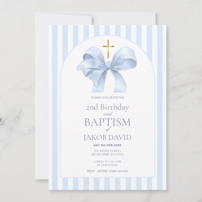 Blått Rand-baptism och inbjudan till andra födelse (Framsida)