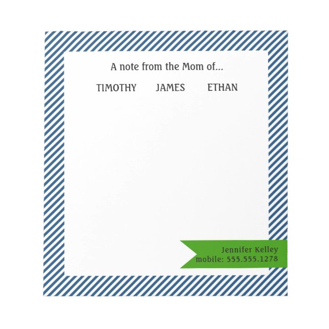 Blått Rand, Grönt accentanteckning från Mamma i... Anteckningsblock (Framsida)