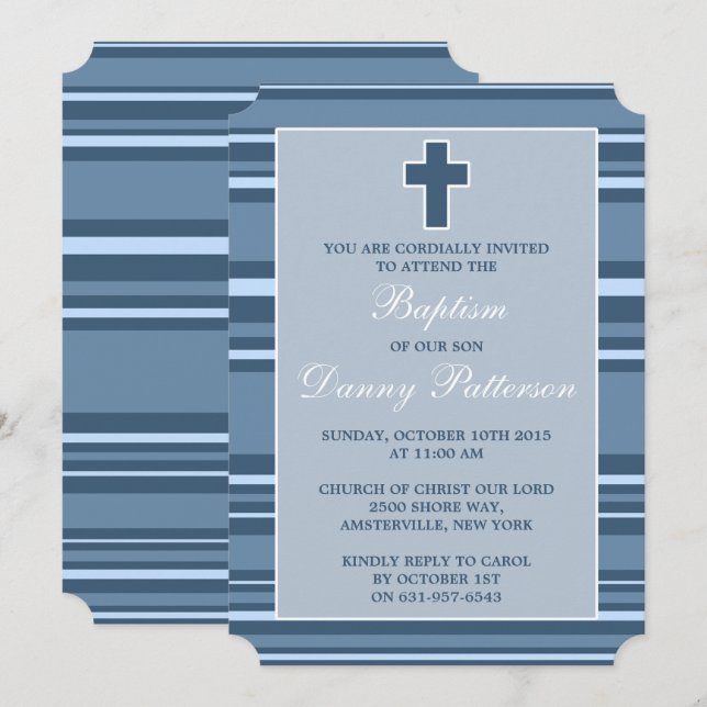 Blått Rand Modern Kor Första Heligan i gemenskapen Inbjudningar (Fram/baksida)