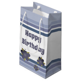 Blått Rand och Blommigt - liten presentsäck