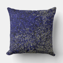 Blått rand skadat i färg och form kudde