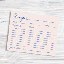 Blått recept för handskriven Chic för brickan