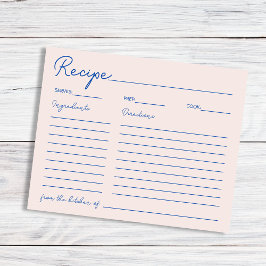 Blått recept för handskriven Chic för brickan