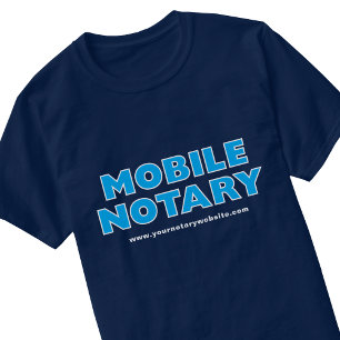 Blått redigerbar webbplats för Mobile Notary Publi T Shirt
