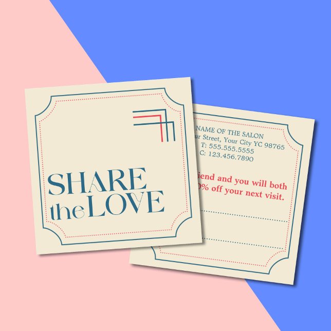 Blått referenskort för Boho Retro-Elegant Rabattkort (Skapare uppladdad)